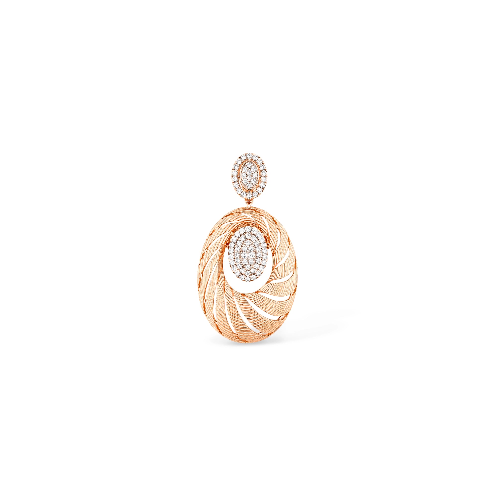 Oval Textured Gold Pavé Pendant