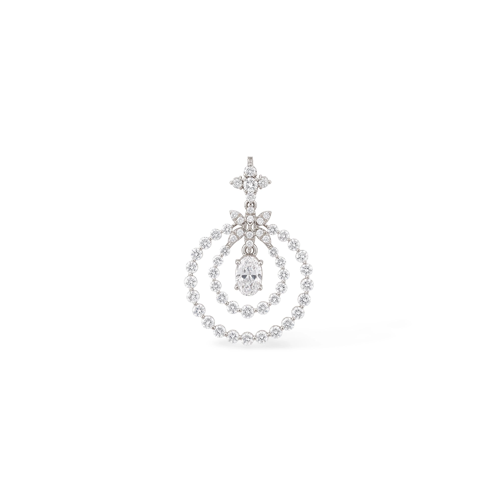 Oval Cut Double Halo Drop Pendant