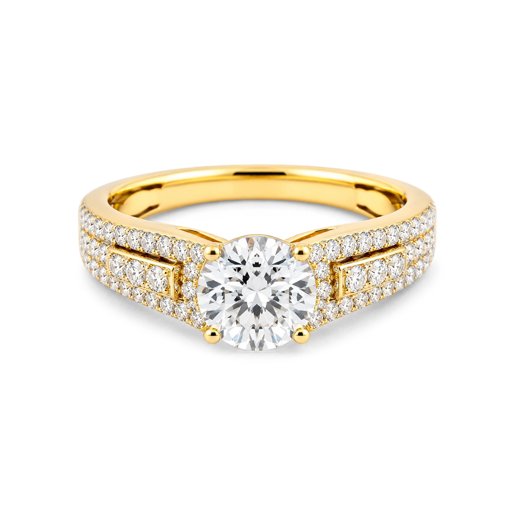 Pave Dome Statement Ring, Yellow Gold