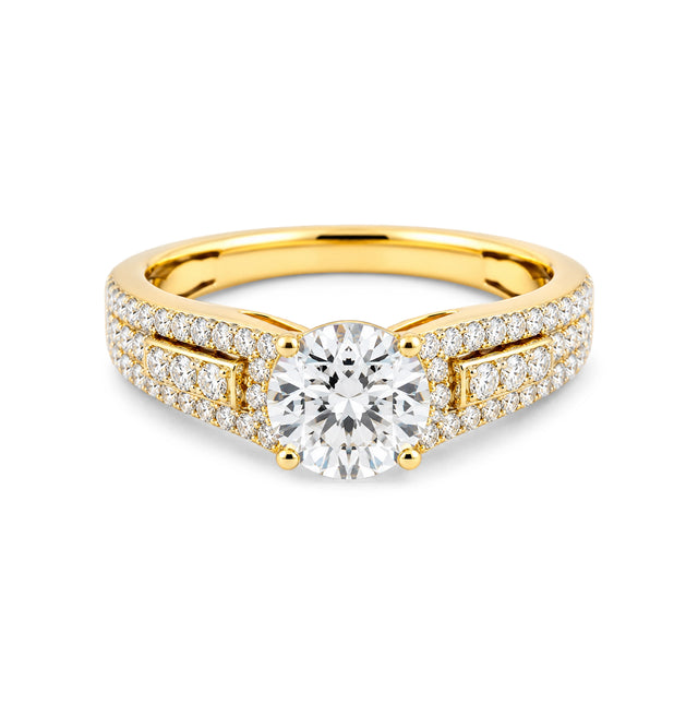 Pave Dome Statement Ring, Yellow Gold