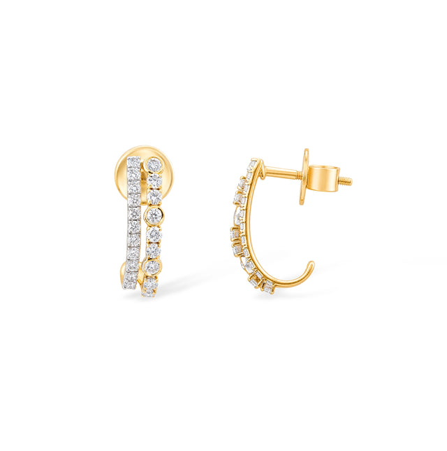Triple Bar Bezel and Pavé Drop Earrings
