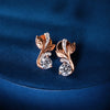 Botanical Leaf and Round Diamond Stud Earrings