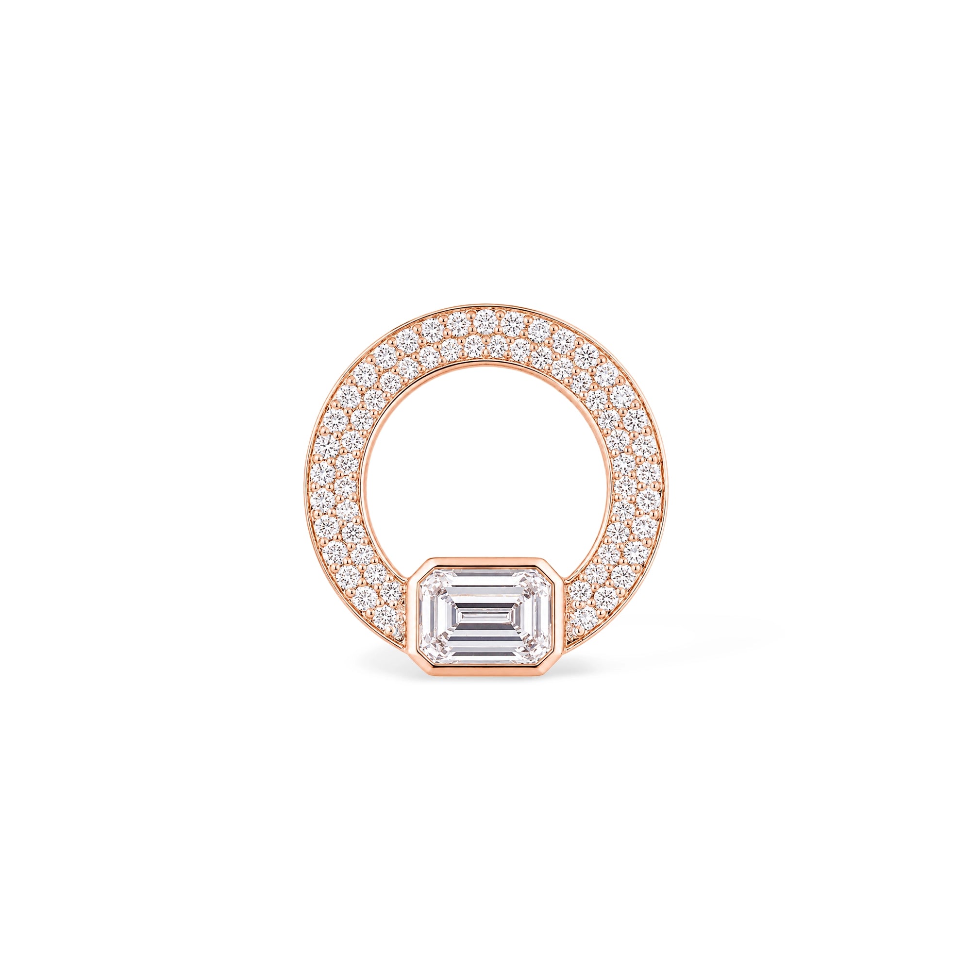 Emerald Cut Bezel Circle Pendant