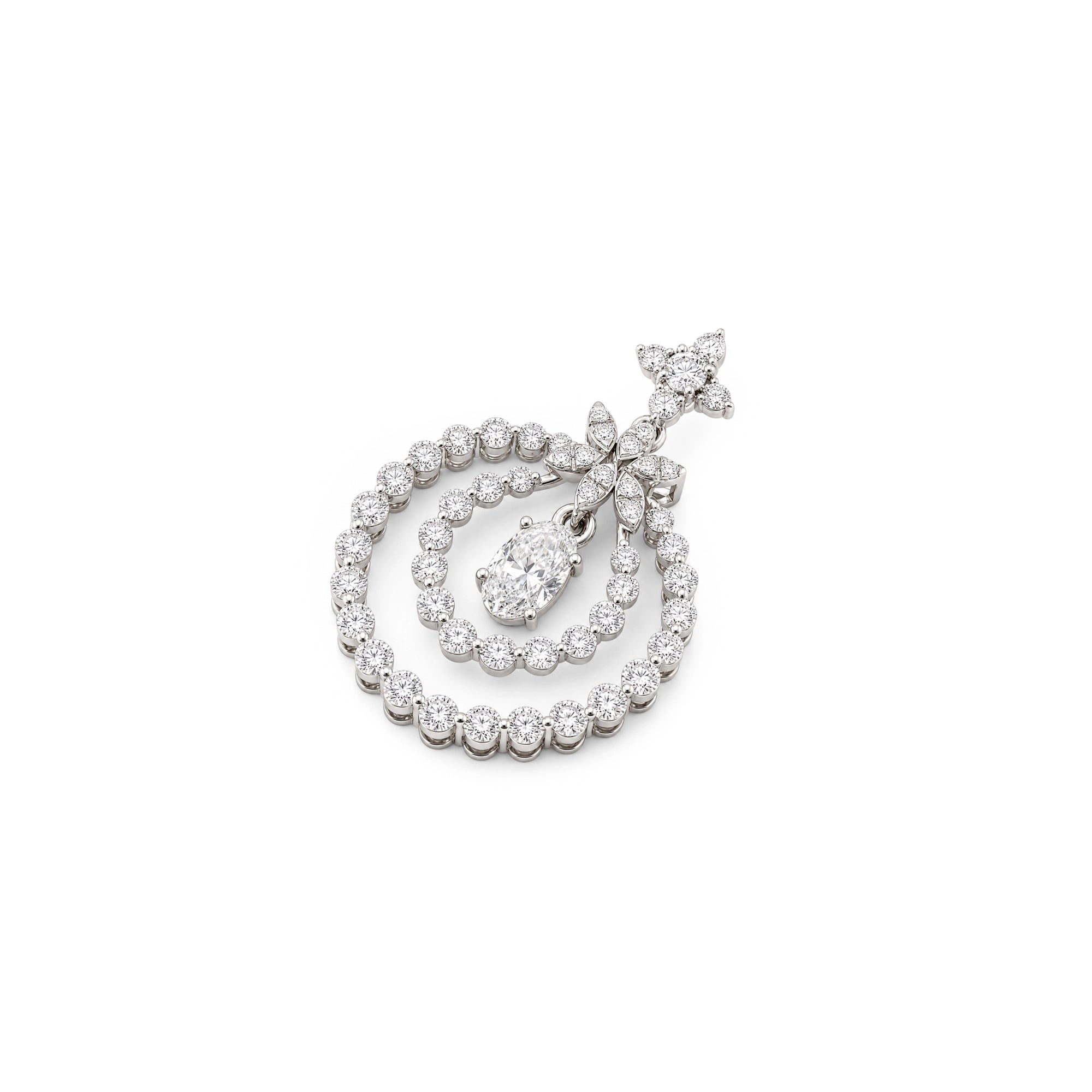 Oval Cut Double Halo Drop Pendant