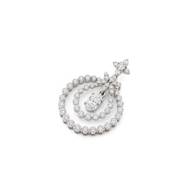 Oval Cut Double Halo Drop Pendant