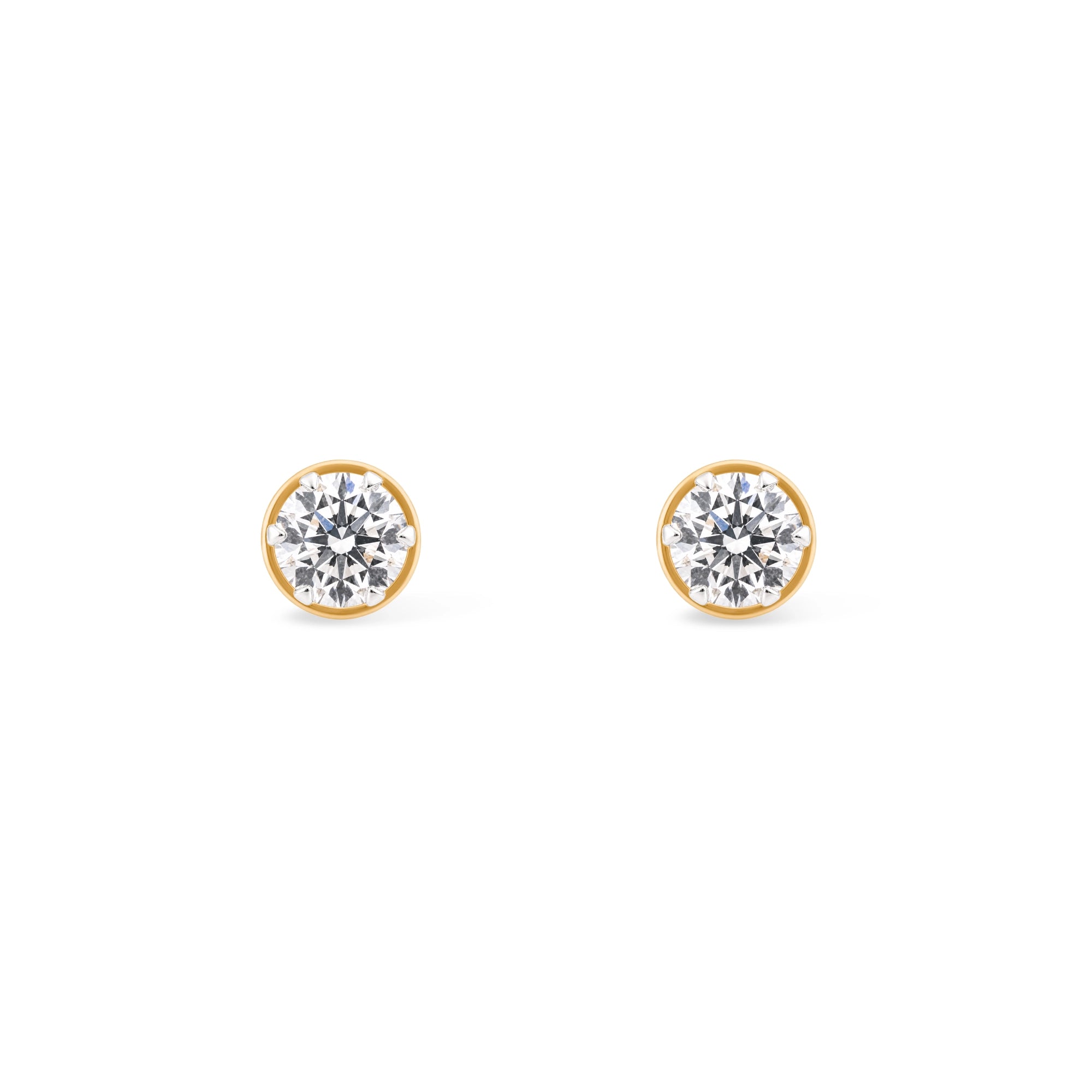 Round Brilliant Solitaire Stud Earrings — Yellow Gold (Large)