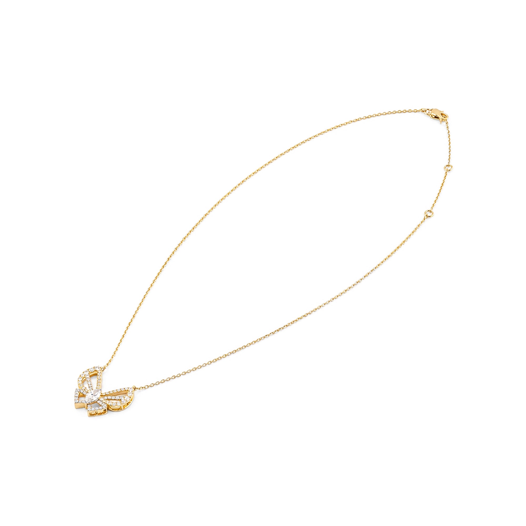 Butterfly Diamond Pendant Necklace, Yellow Gold