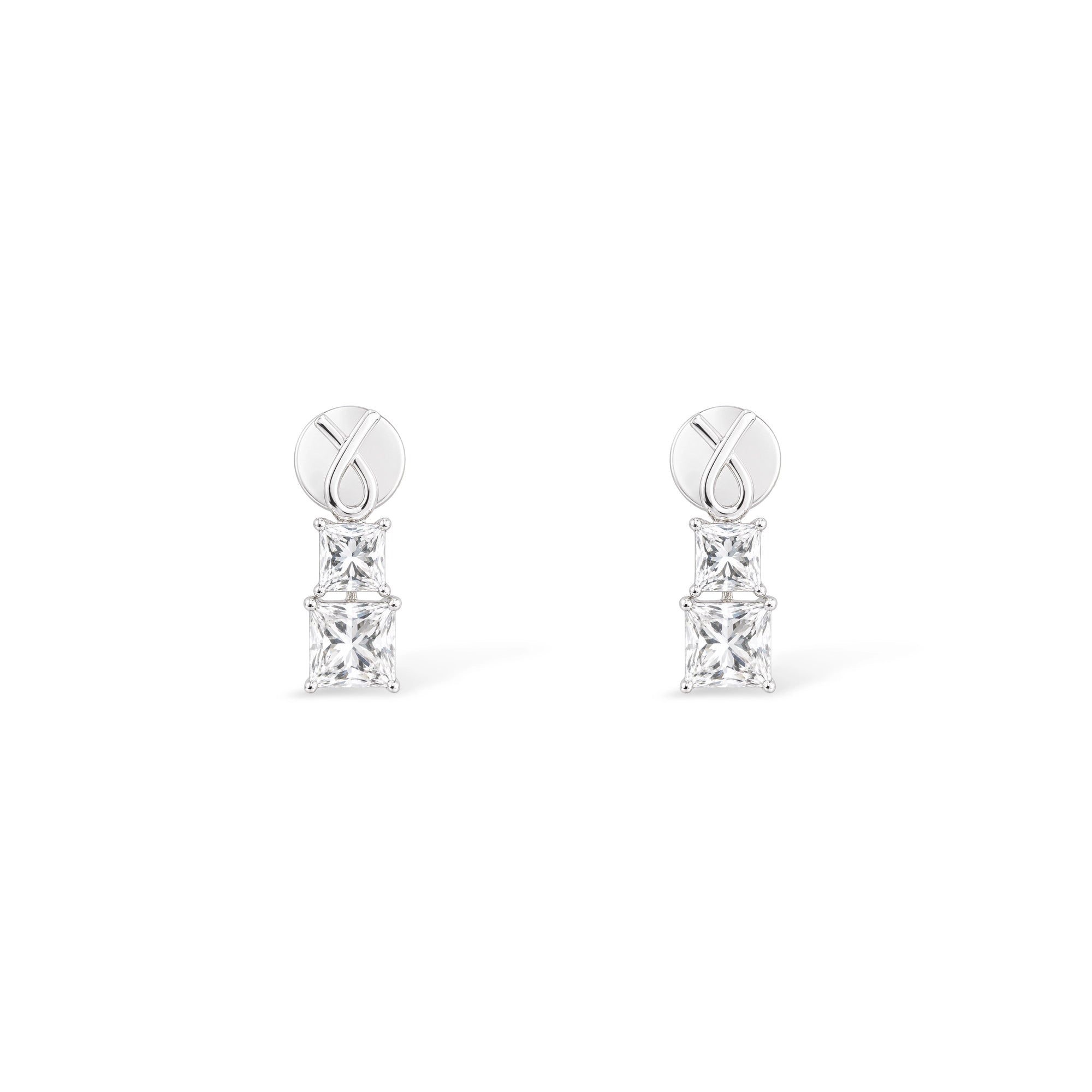 Double Princess Cut Drop Earrings