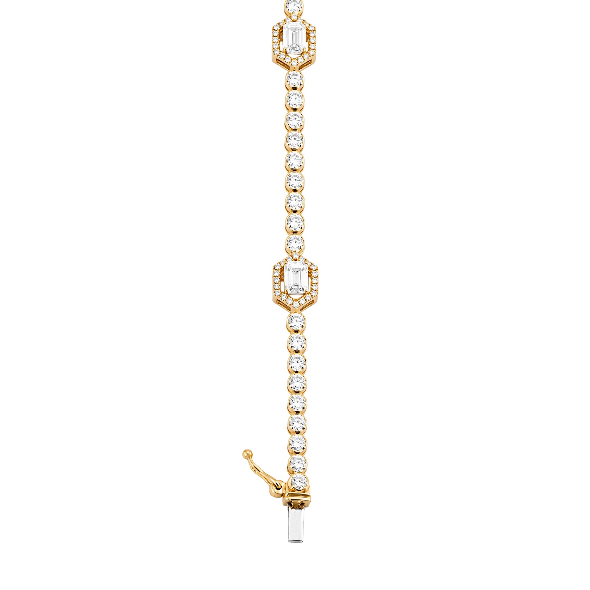 Emerald Cut Station Rose Gold Tennis Bracelet