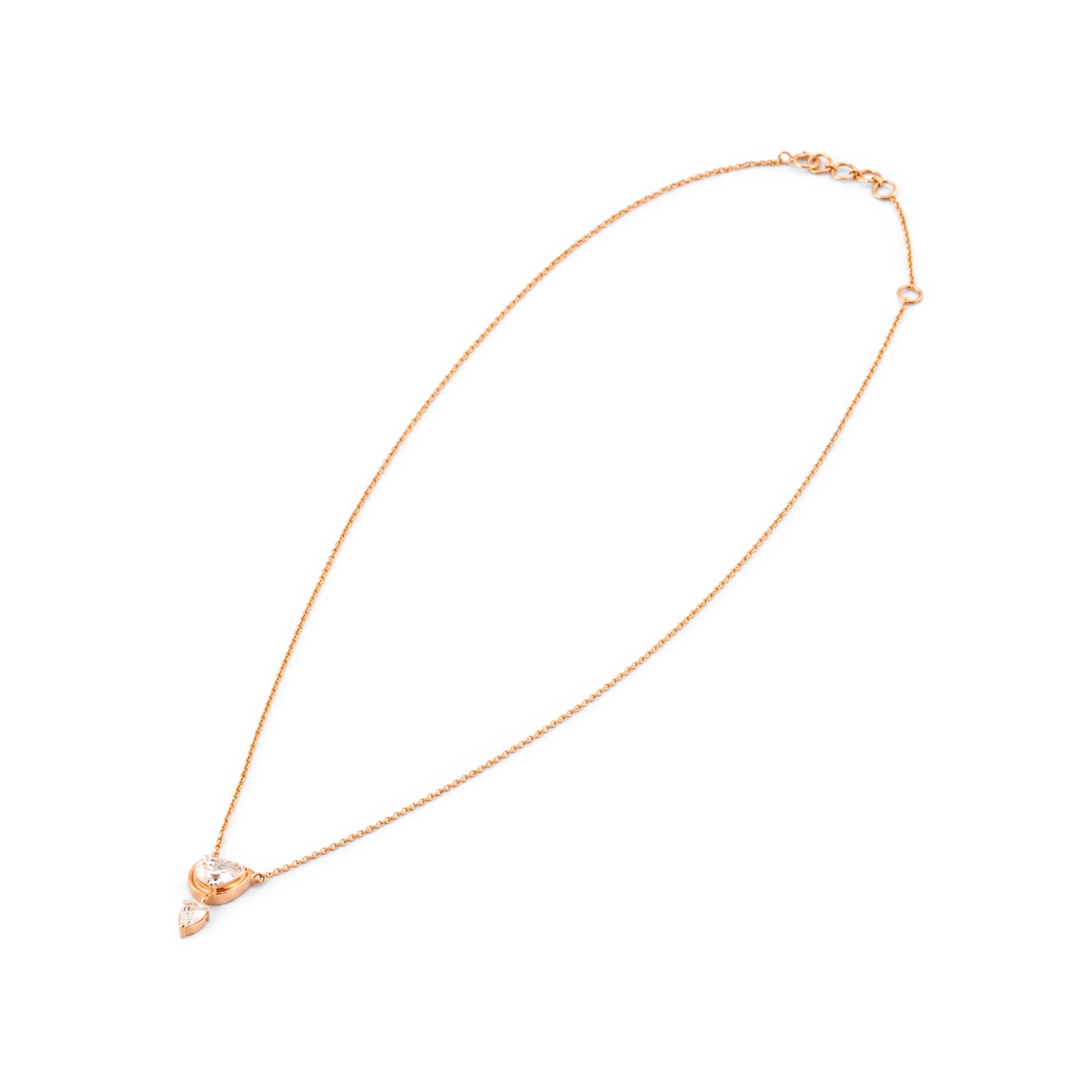 Oval and Pear Cut Double Drop Pendant Necklace