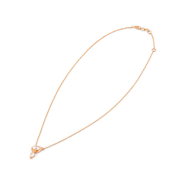 Oval and Pear Cut Double Drop Pendant Necklace