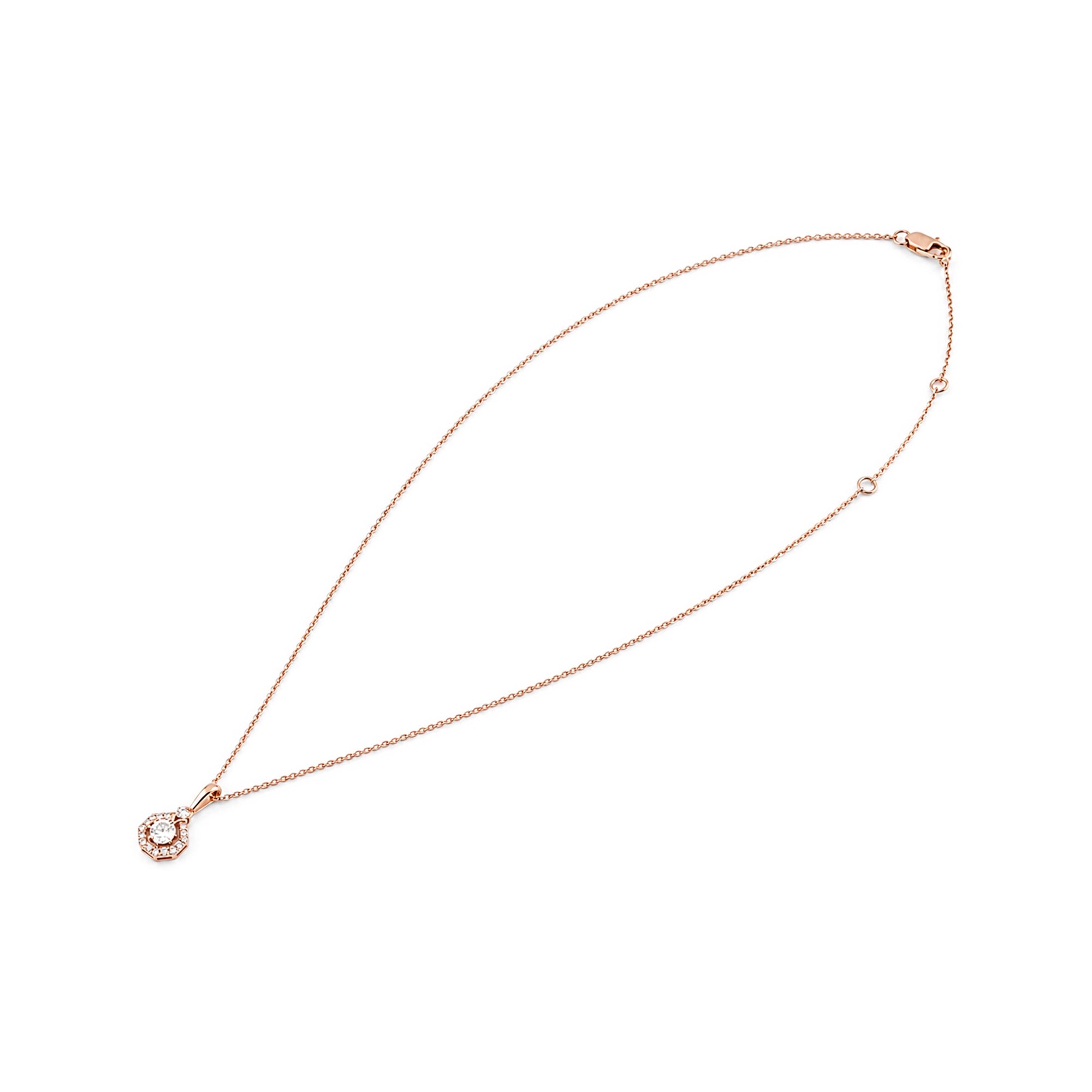 Vintage Teardrop Halo Pendant, Rose Gold