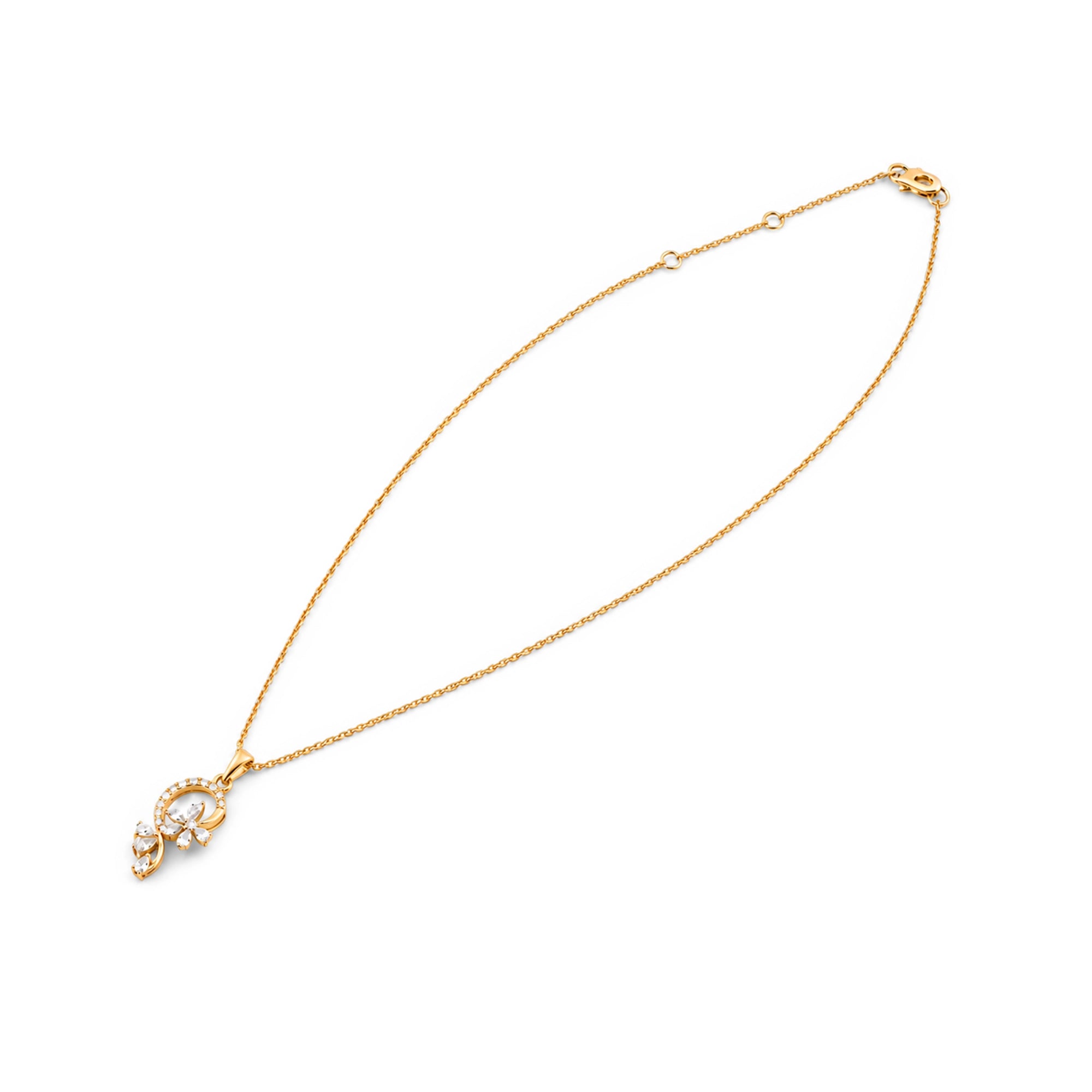 Mixed Cut Floral Loop Pendant Necklace