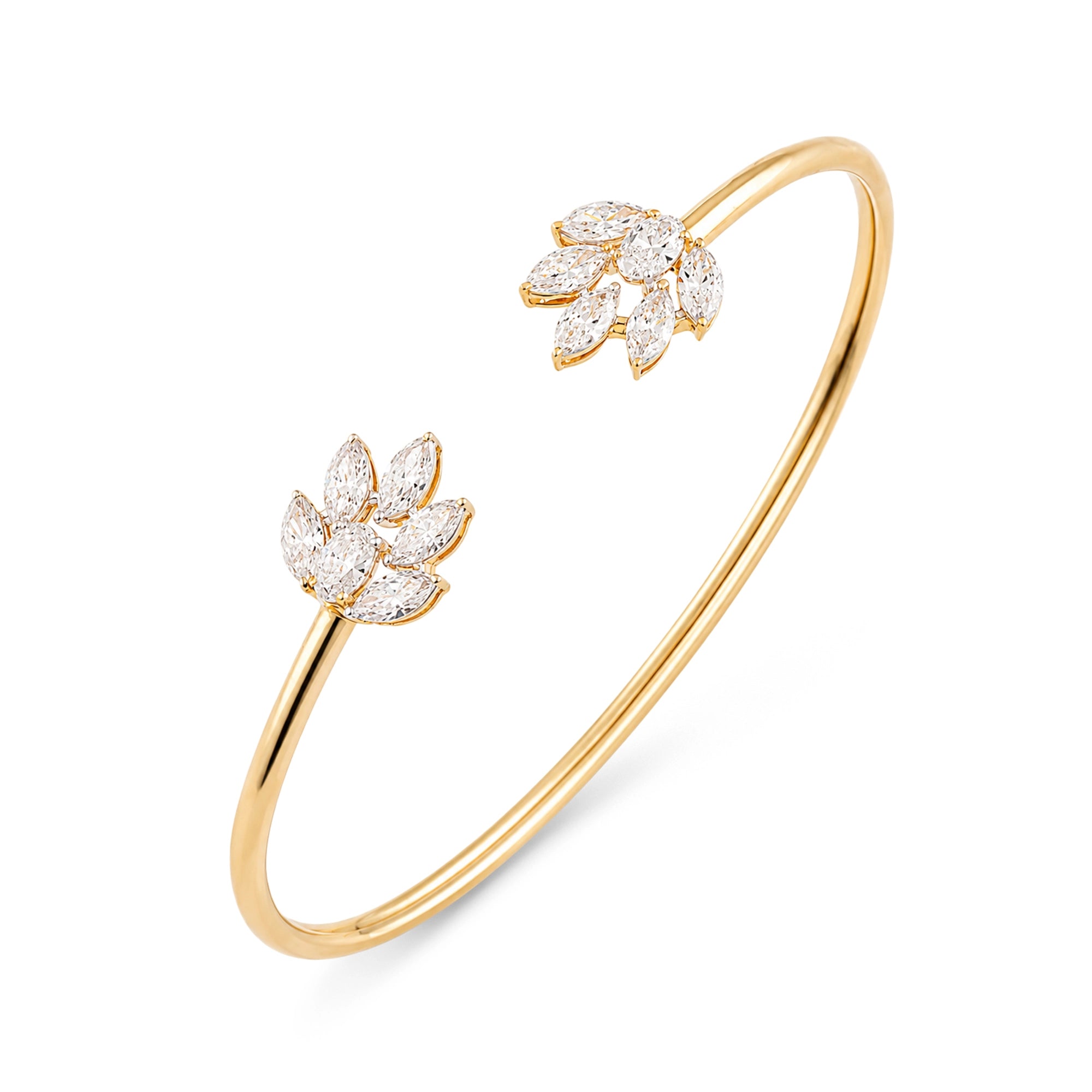 Marquise Cluster Open Cuff Bangle