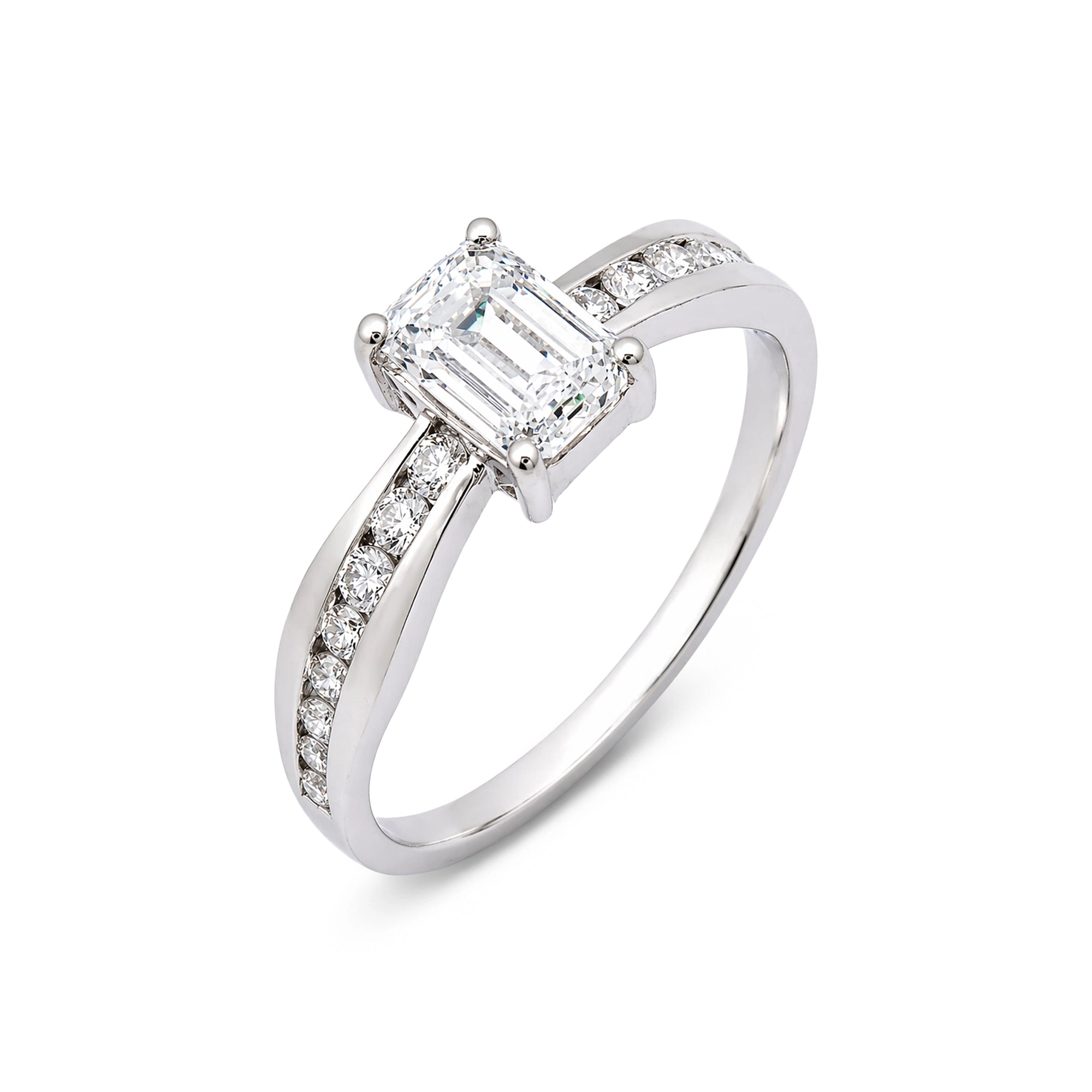 Emerald Cut Channel Set Accent Ring