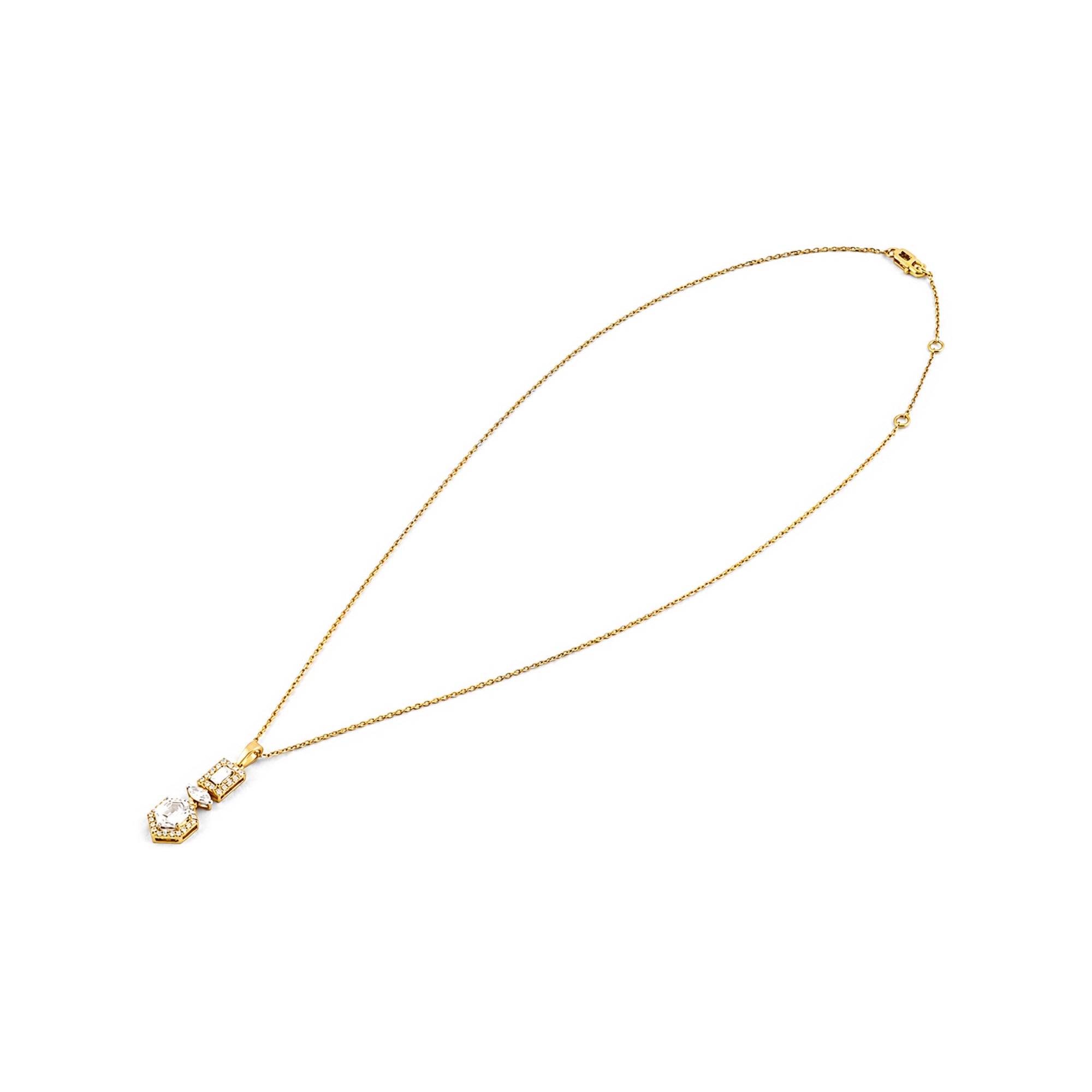 Two Tier Hexagon Pendant, Yellow Gold
