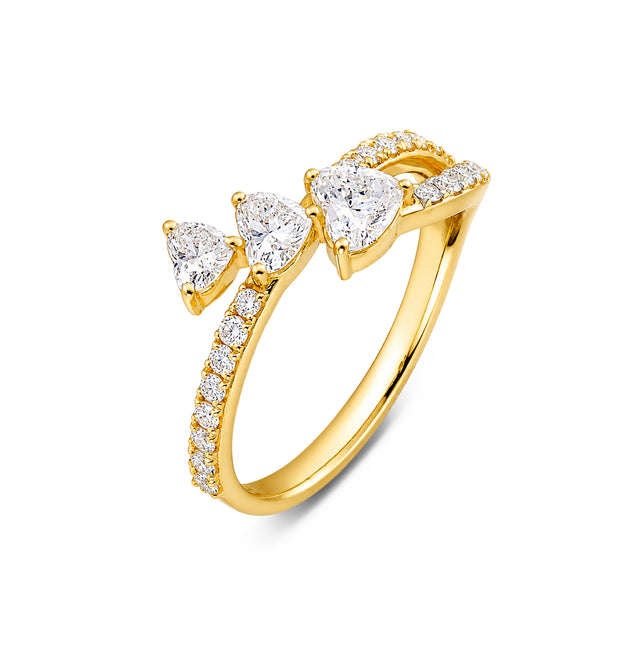 Trillion Cut Double Pavé Band Ring