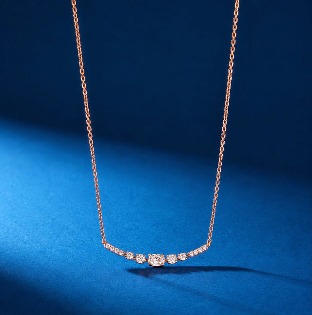 Oval Cut Graduated Bar Necklace