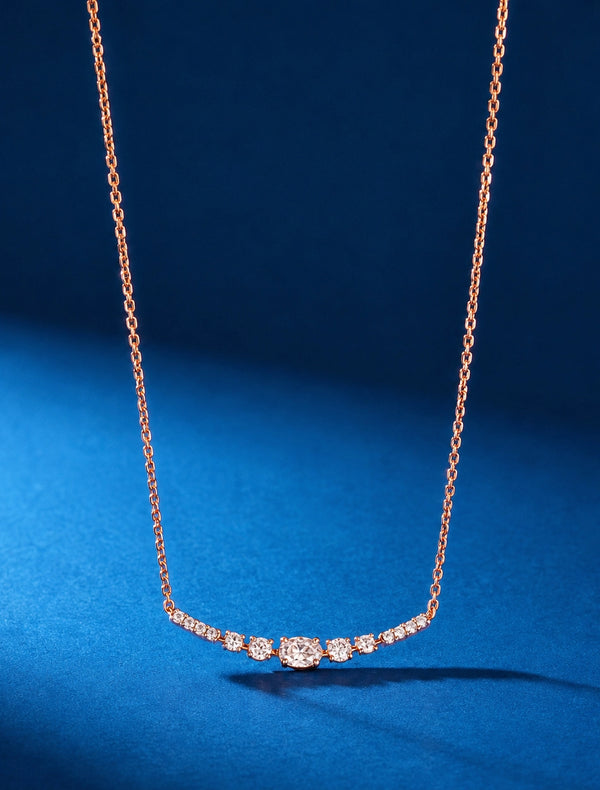 Oval Cut Graduated Bar Necklace