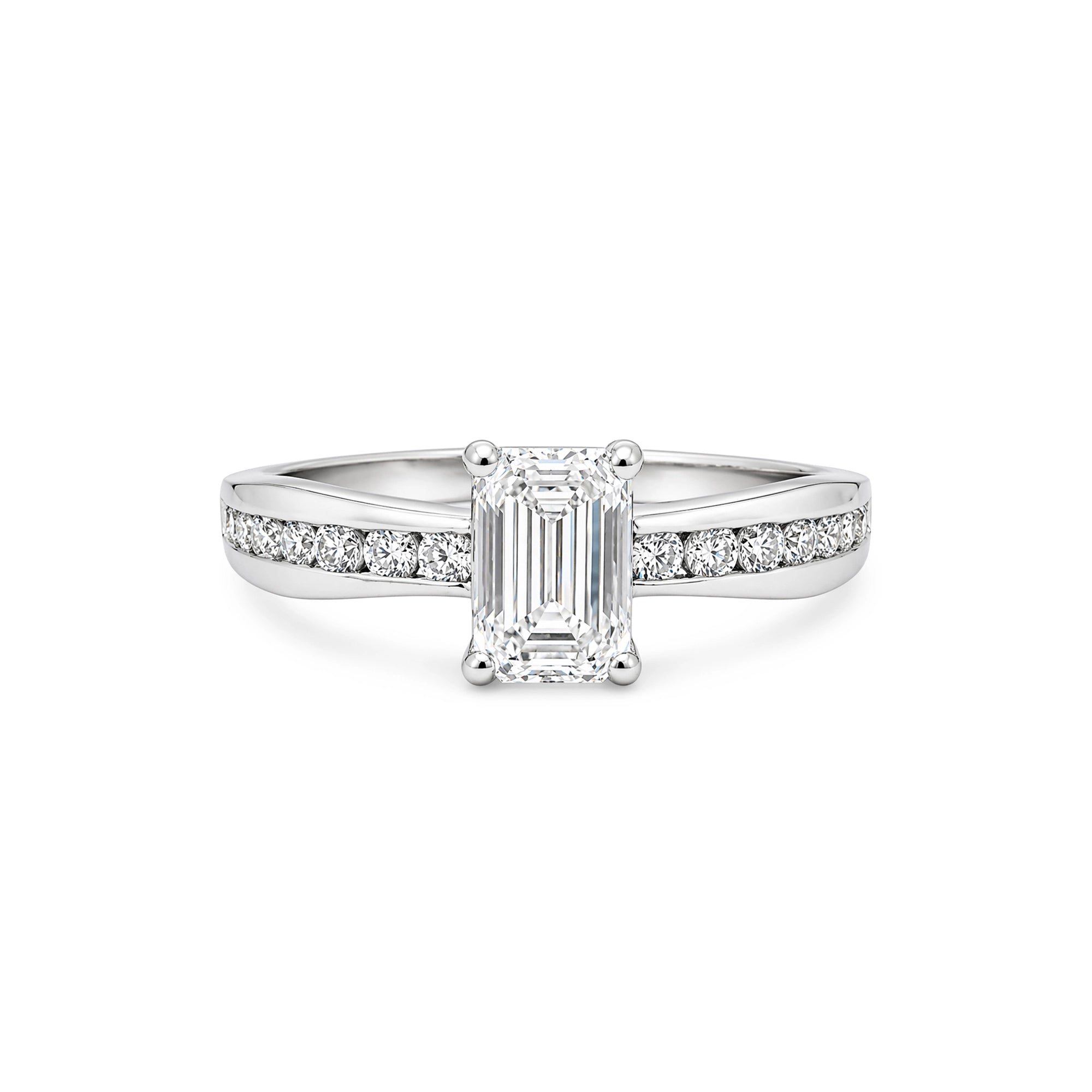 Emerald Cut Channel Set Accent Ring