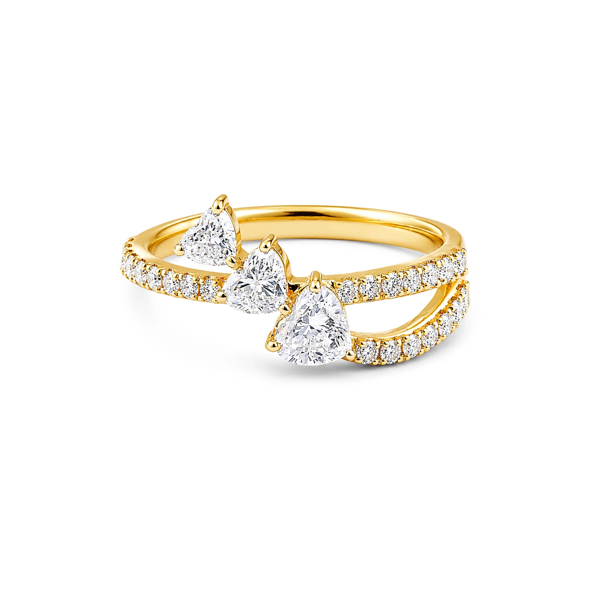 Trillion Cut Double Pavé Band Ring