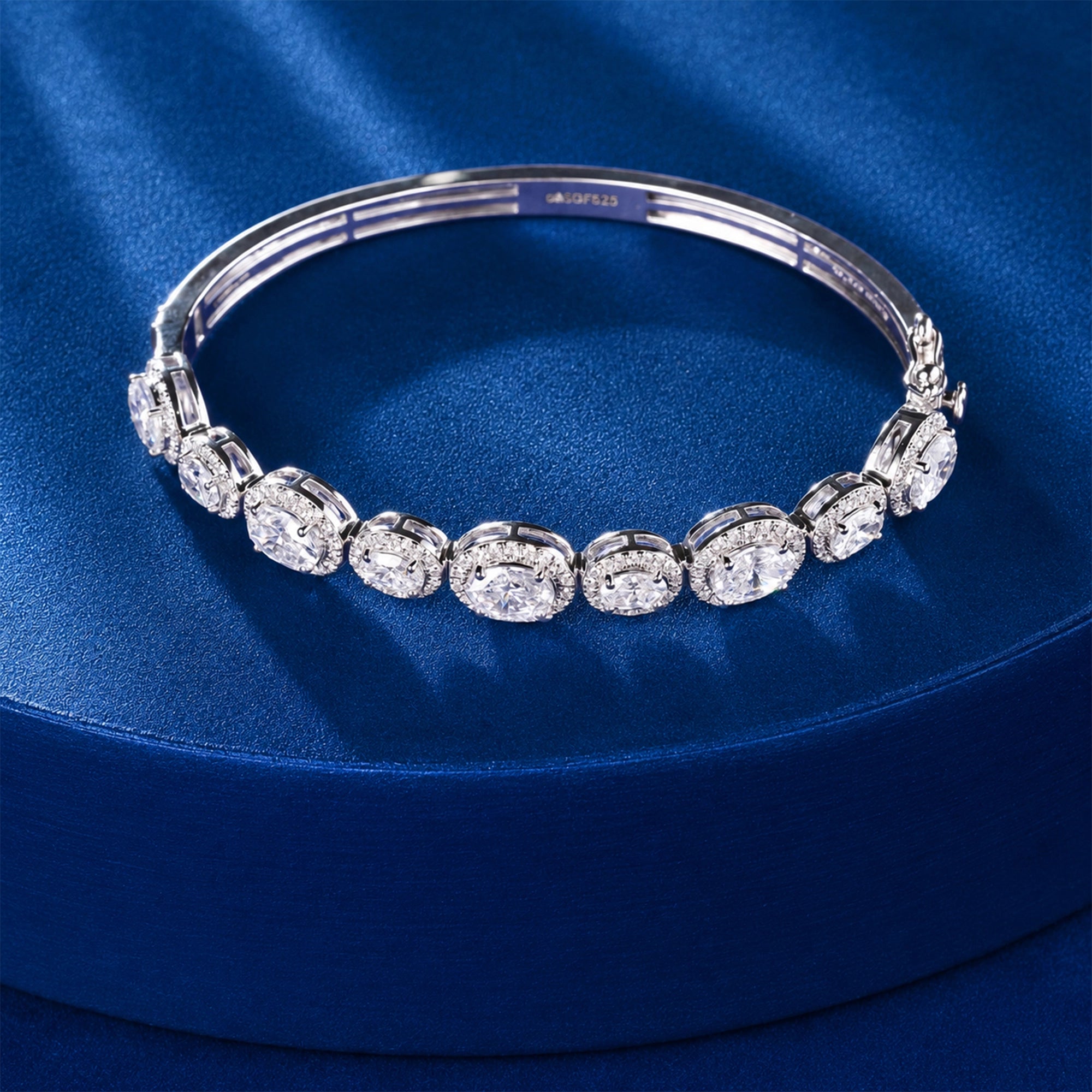 Oval Halo Diamond Bangle Bracelet