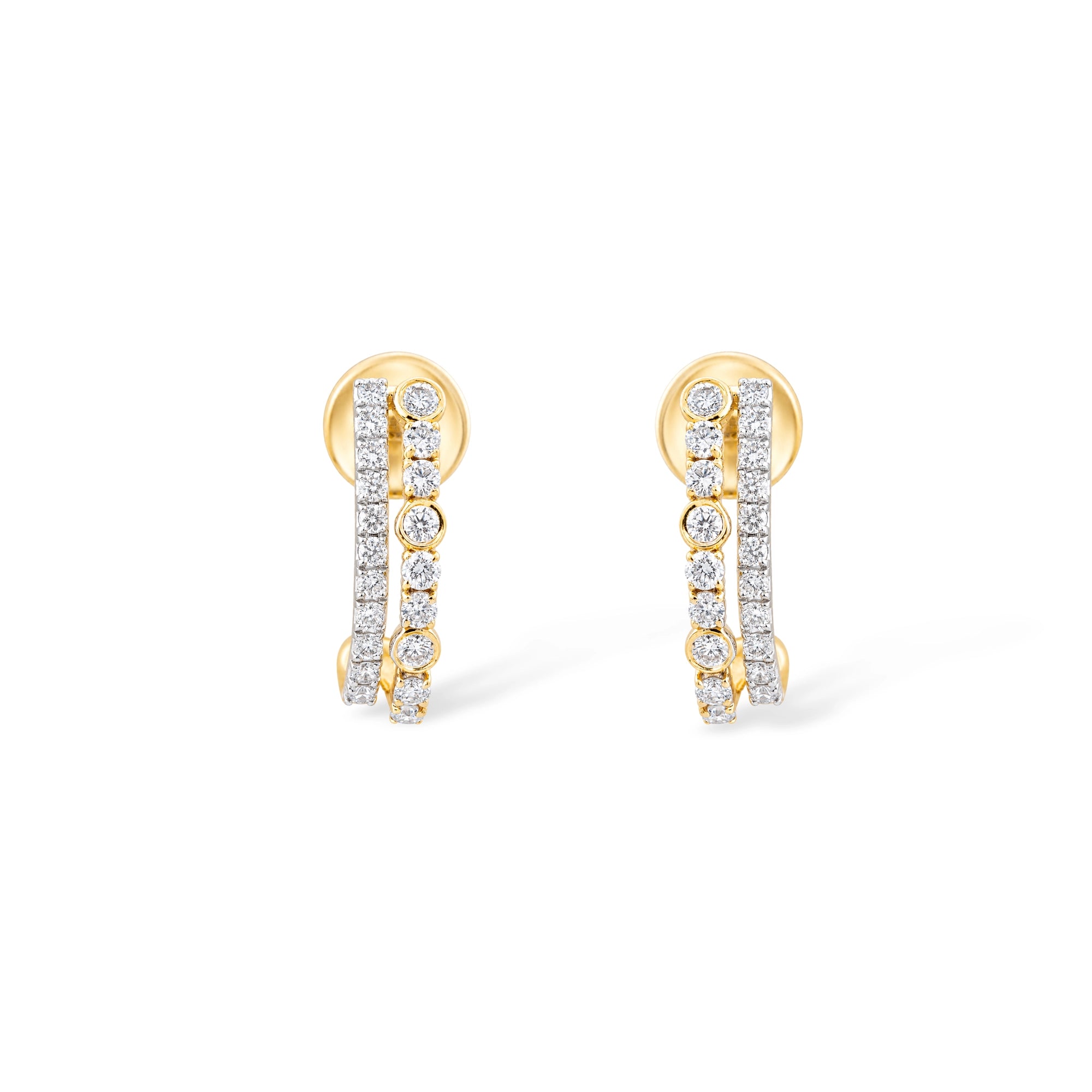 Triple Bar Bezel and Pavé Drop Earrings