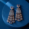 Blue Sapphire Emerald Cut Grid Chandelier Earrings