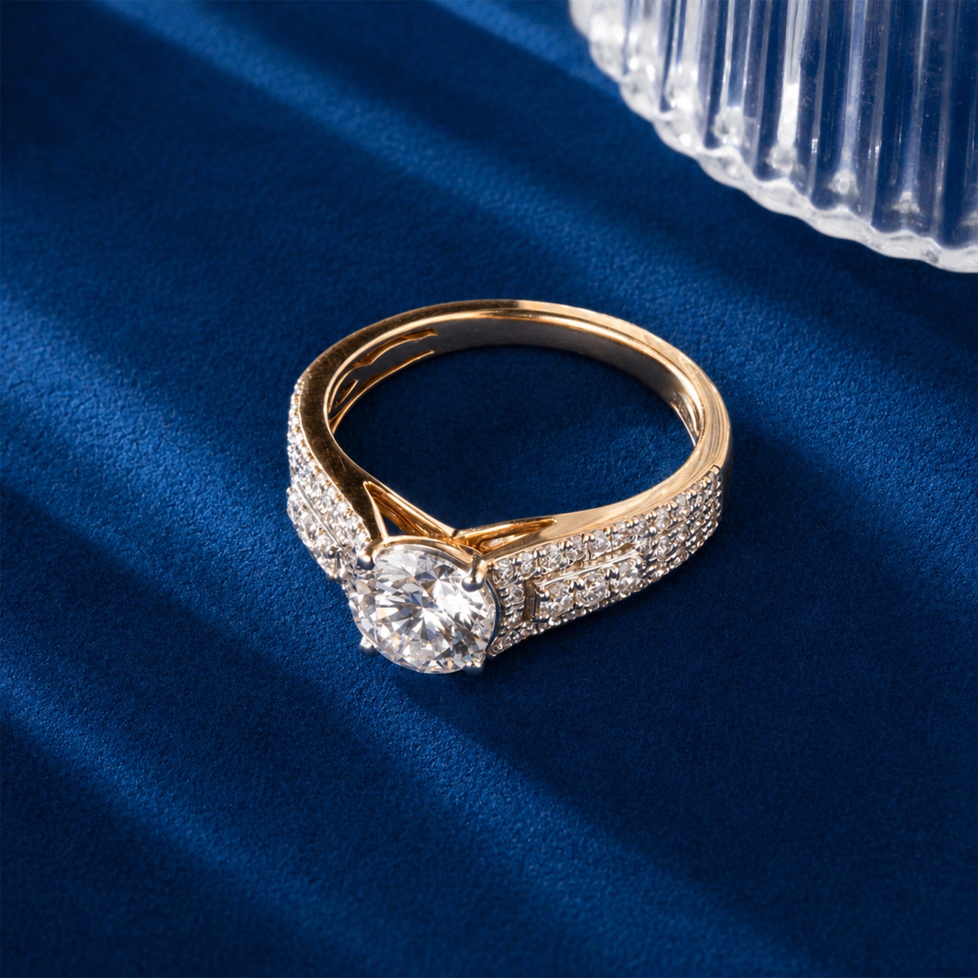 Pave Dome Statement Ring, Yellow Gold