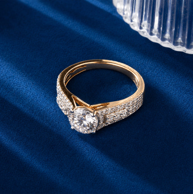 Pave Dome Statement Ring, Yellow Gold