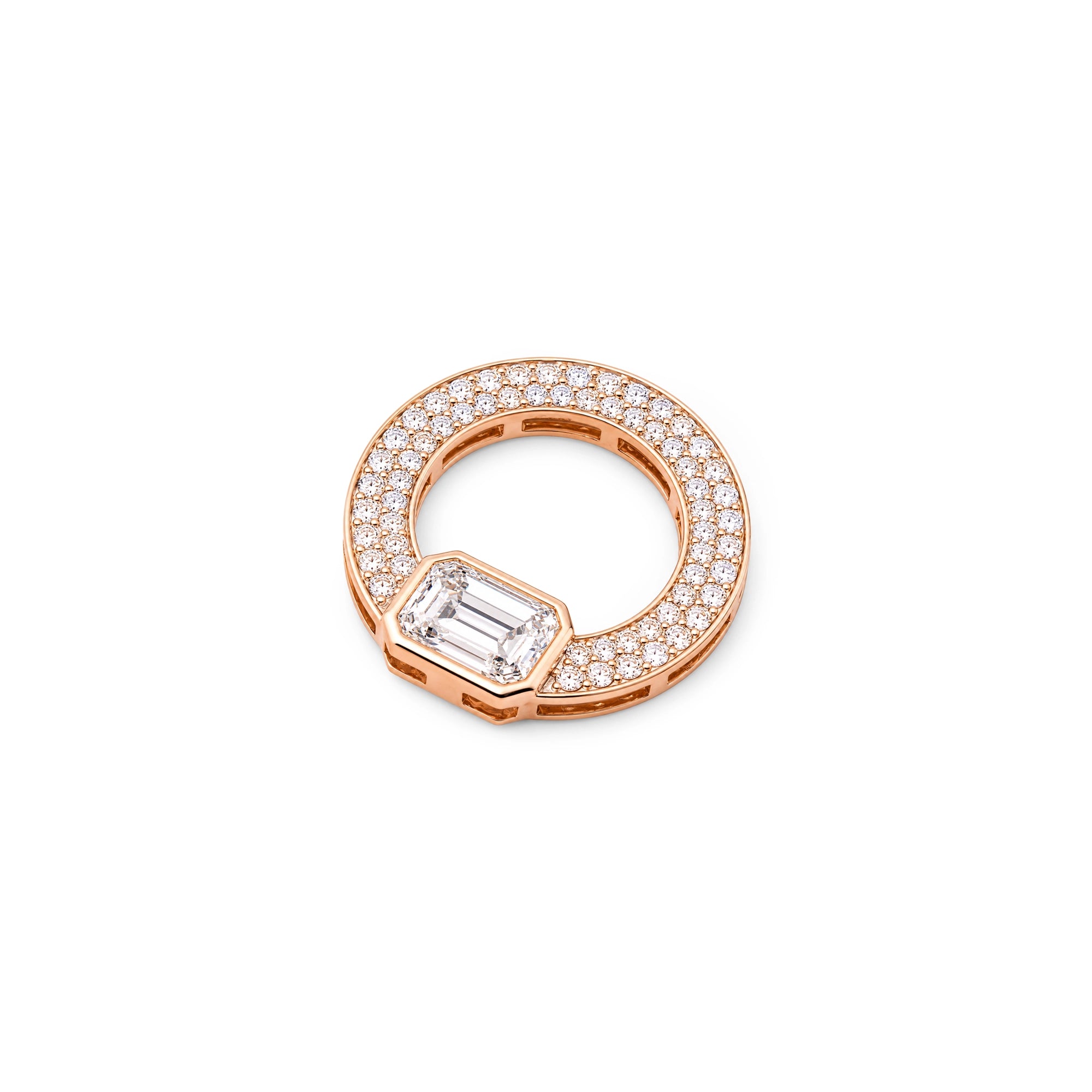 Emerald Cut Bezel Circle Pendant