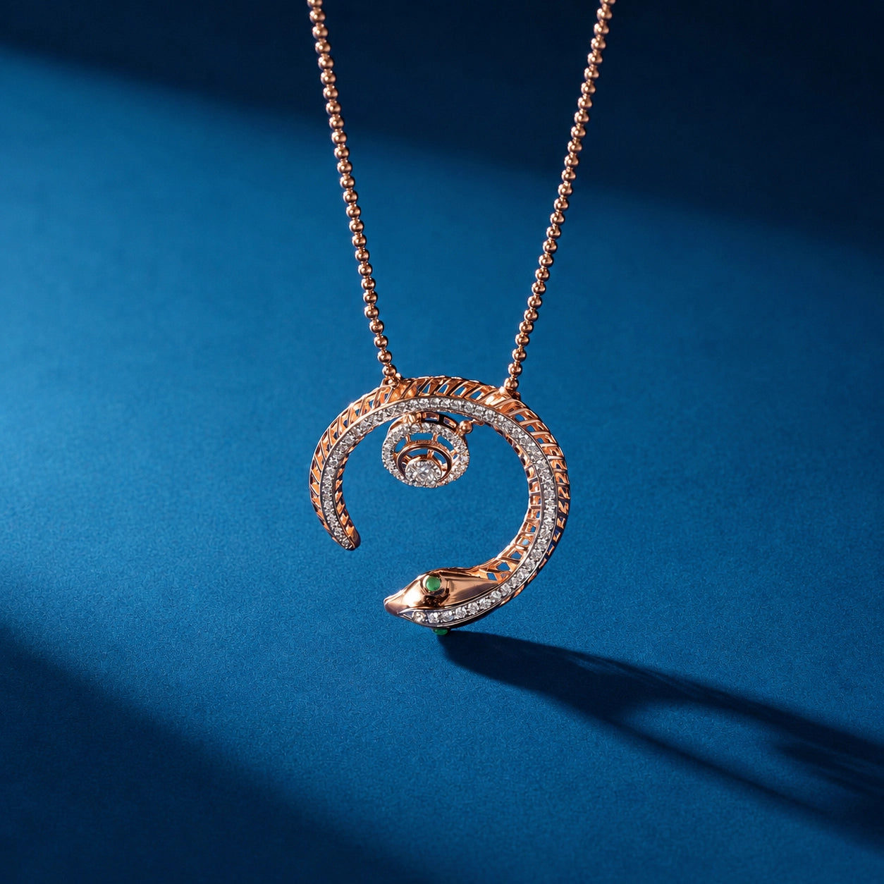 Serpent Spiral Diamond Pendant Necklace