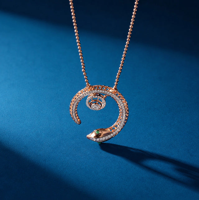 Serpent Spiral Diamond Pendant Necklace