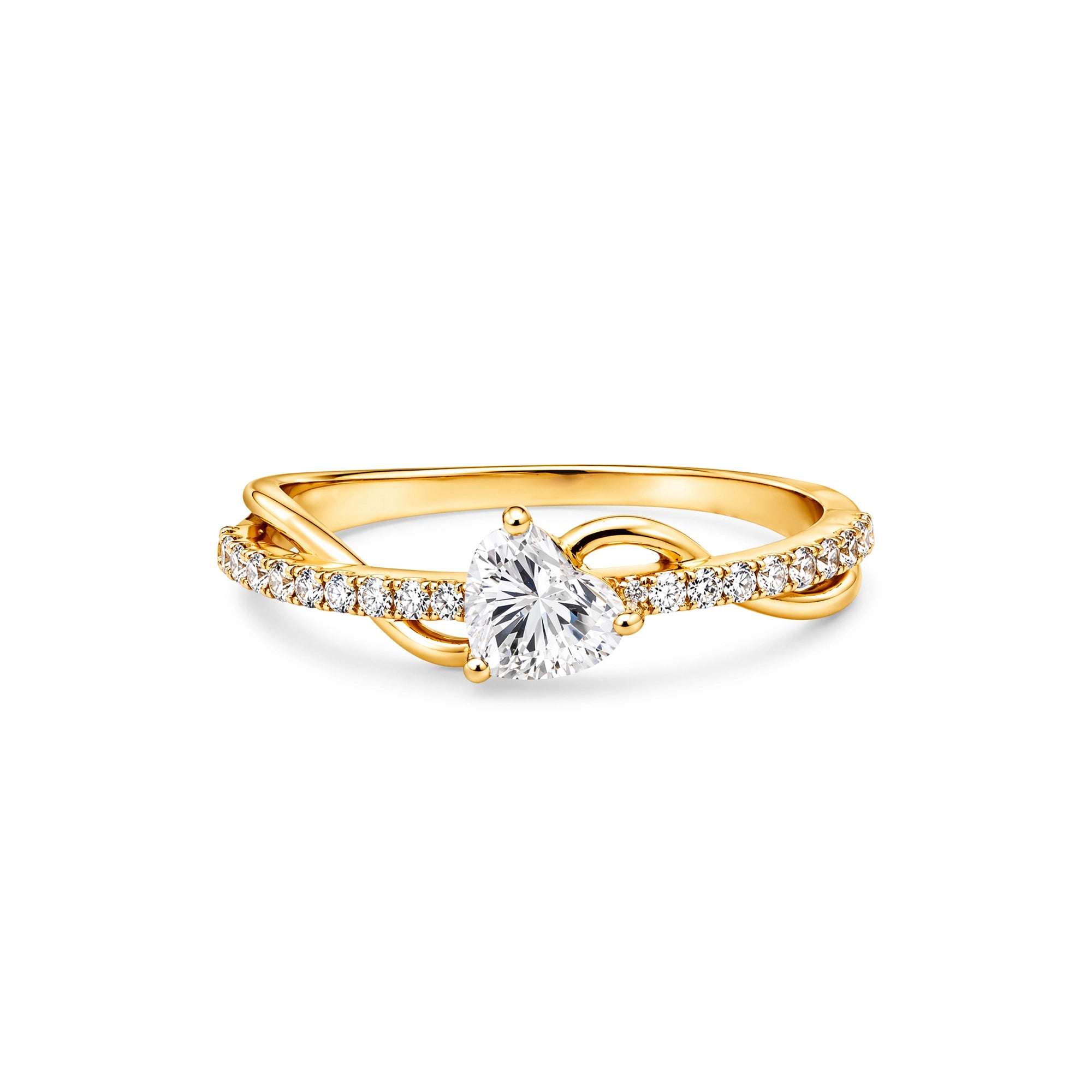 Heart Diamond Crossover Solitaire Ring