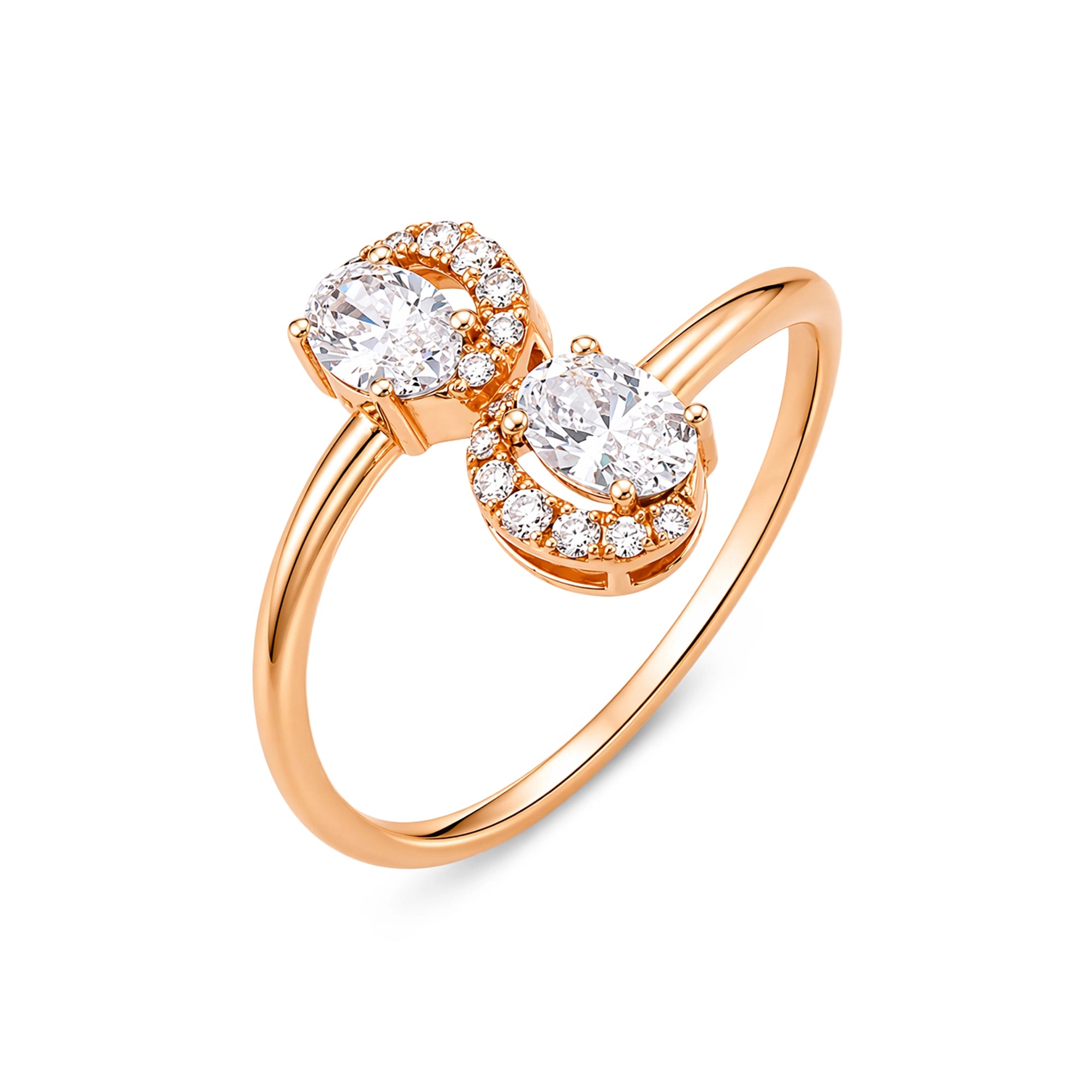 Oval-Cut Toi et Moi Bypass Ring