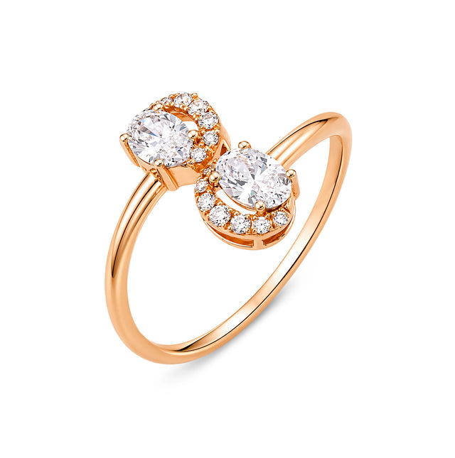 Oval-Cut Toi et Moi Bypass Ring