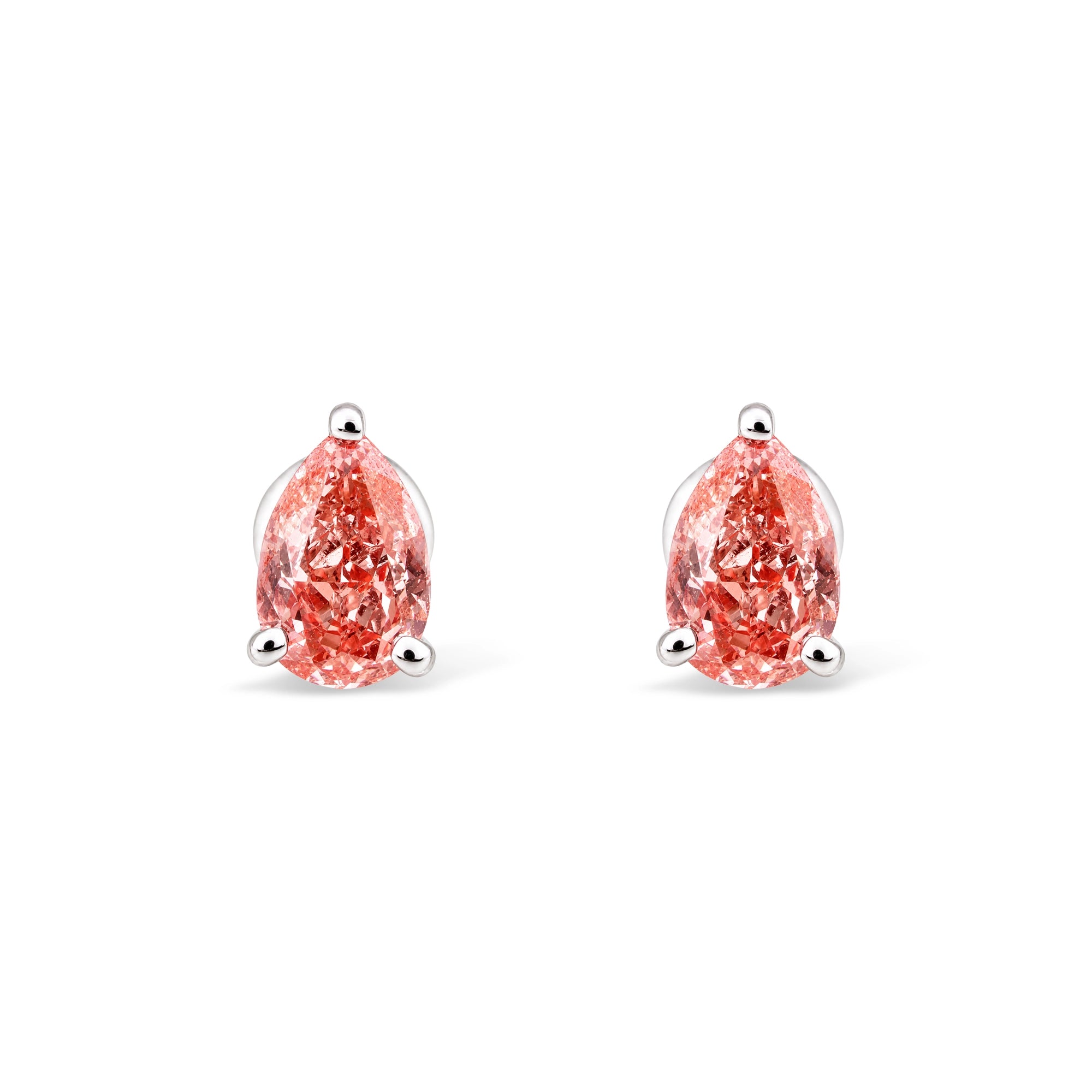 Fancy Pink Pear Solitaire Stud Earrings