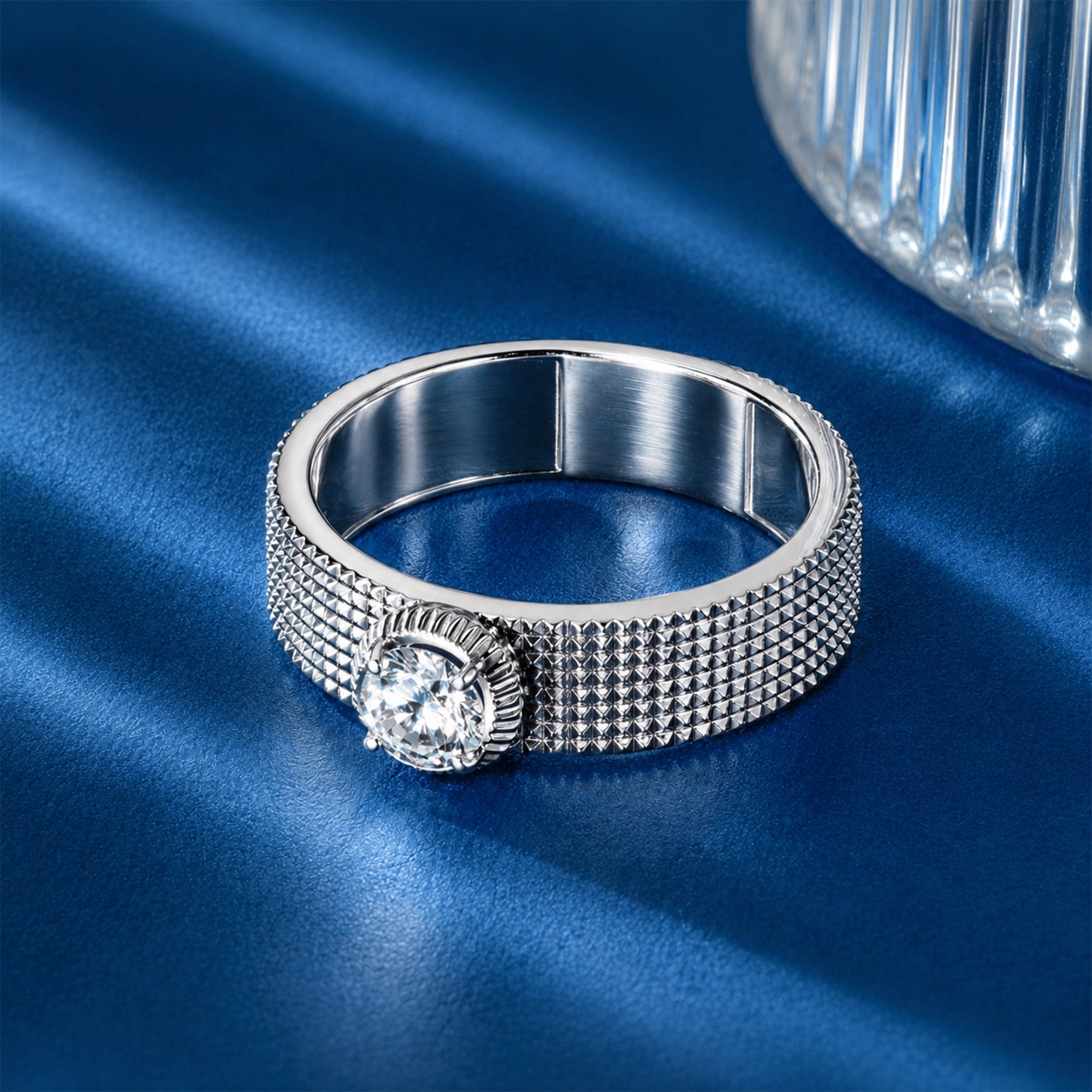Square Bezel Round Brilliant Men's Solitaire Ring