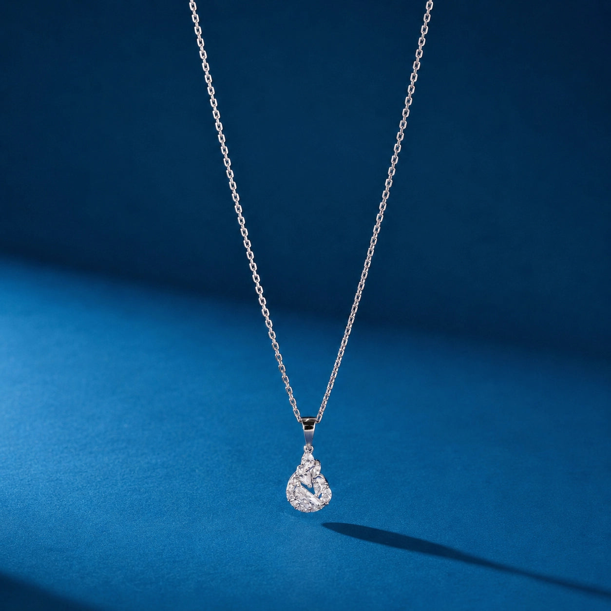 Cluster Twist Teardrop Pendant Necklace