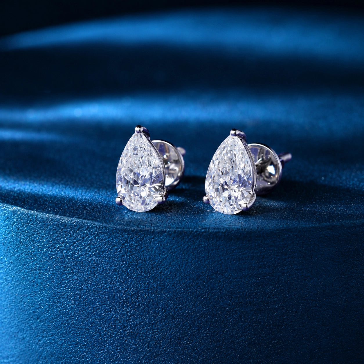 Pear Shaped Diamond Solitaire Studs