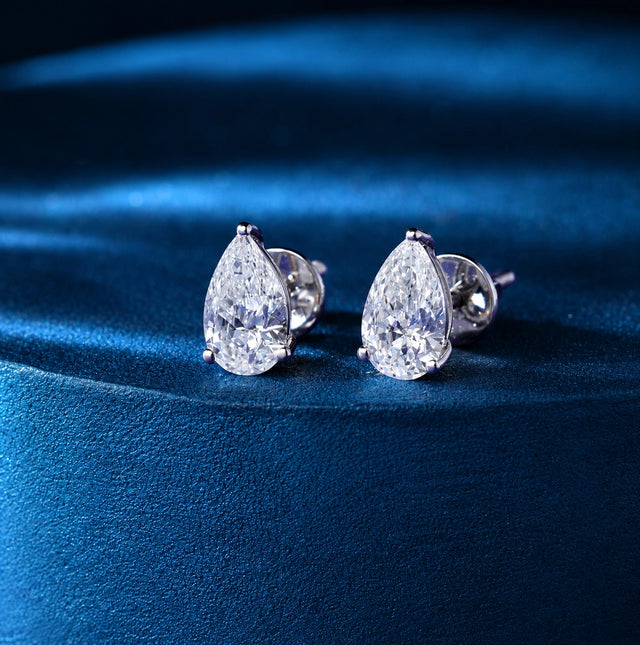 Pear Shaped Diamond Solitaire Studs