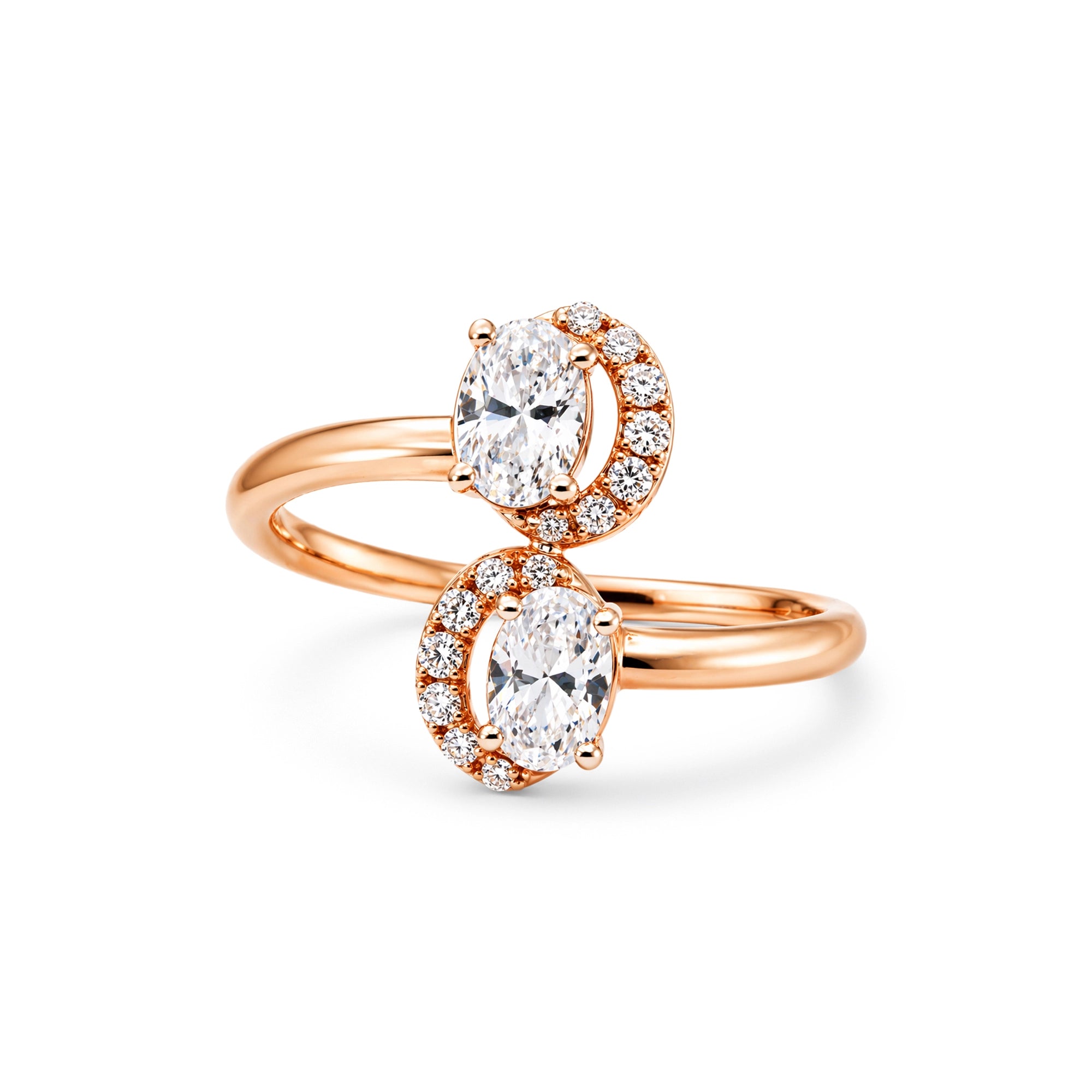 Oval-Cut Toi et Moi Bypass Ring