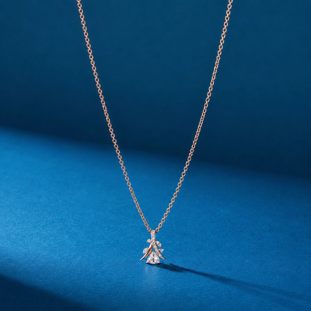 Pear Cut Leaf Cluster Pendant Necklace