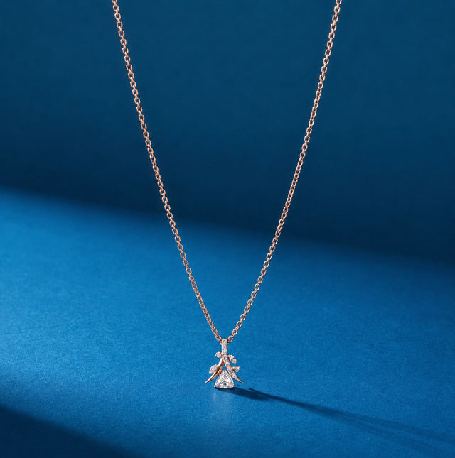 Pear Cut Leaf Cluster Pendant Necklace