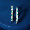 Emerald and Diamond Alternating Hoop Earrings