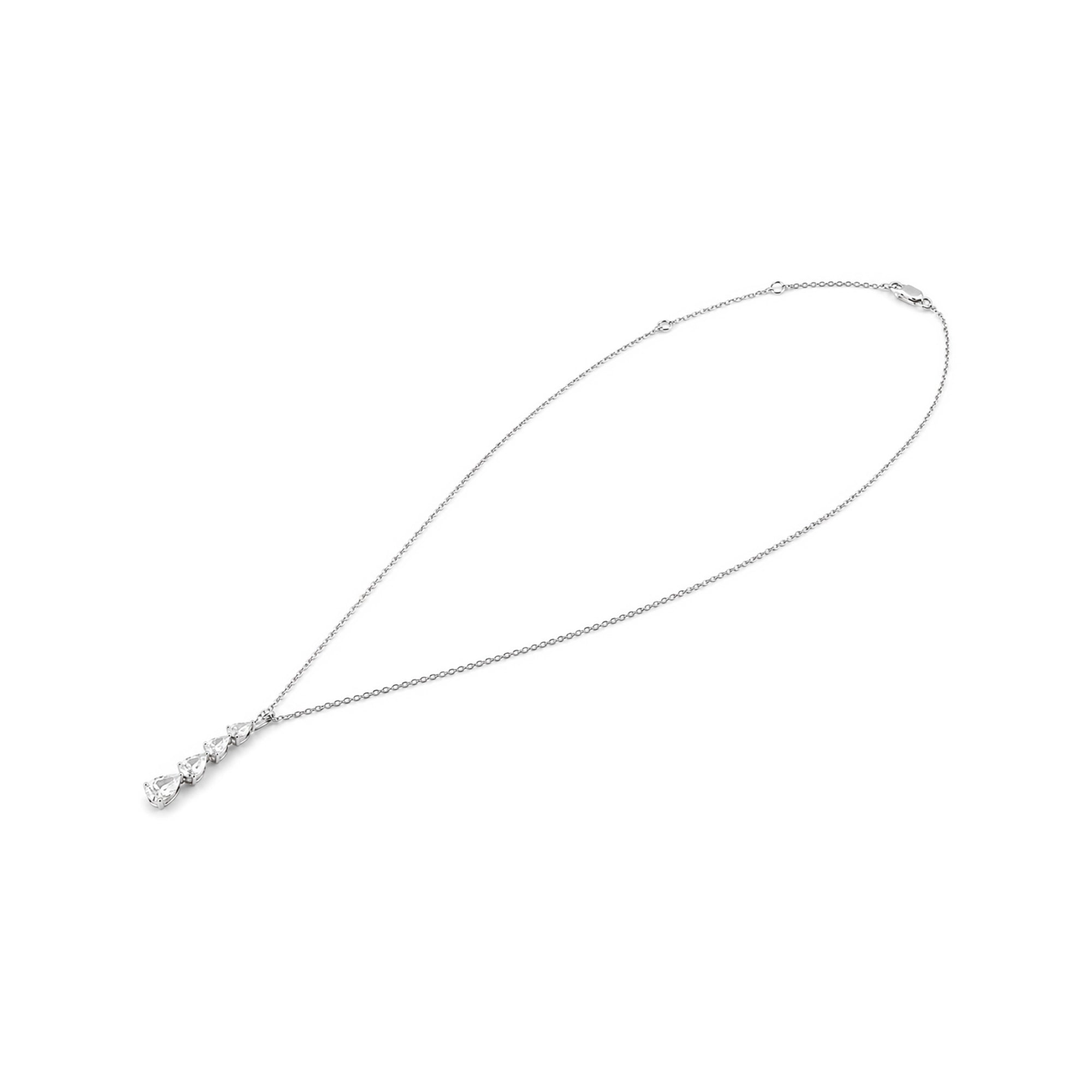Graduated Pear Diamond Drop Pendant, White Gold