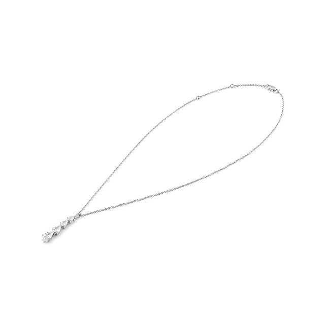 Graduated Pear Diamond Drop Pendant, White Gold