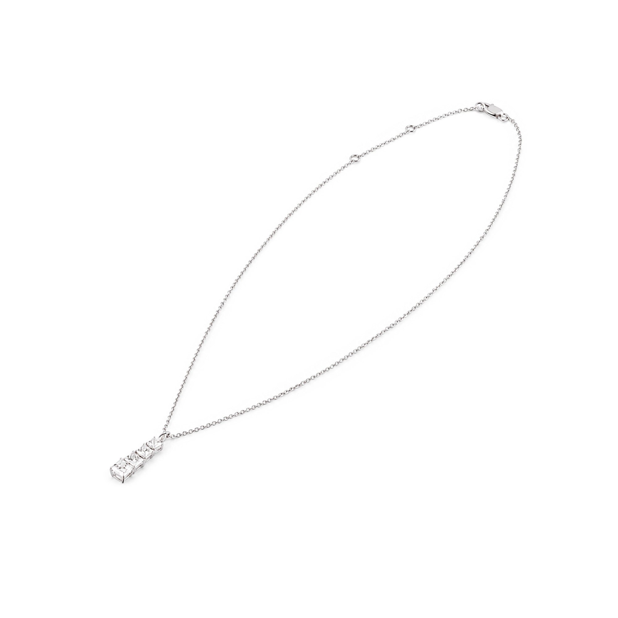 Princess Cut Three-Stone Vertical Drop Pendant Necklace