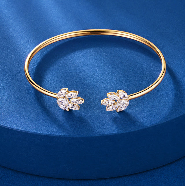 Marquise Cluster Open Cuff Bangle