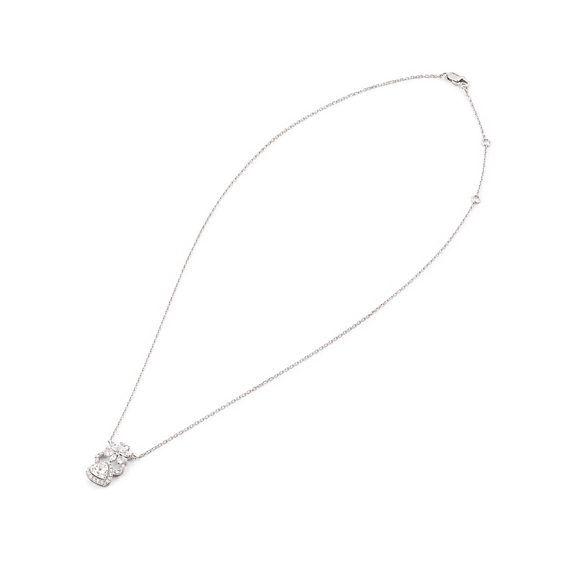 Pear Cut Floral Halo Pendant Necklace